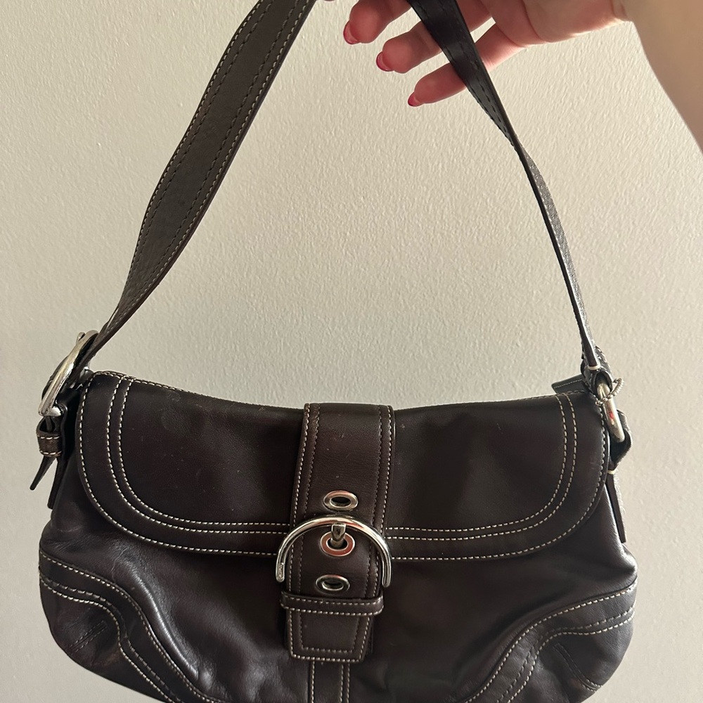 2007 Vintage Y2K Coach Chocolate Brown Soho Flap Shoulder Bag